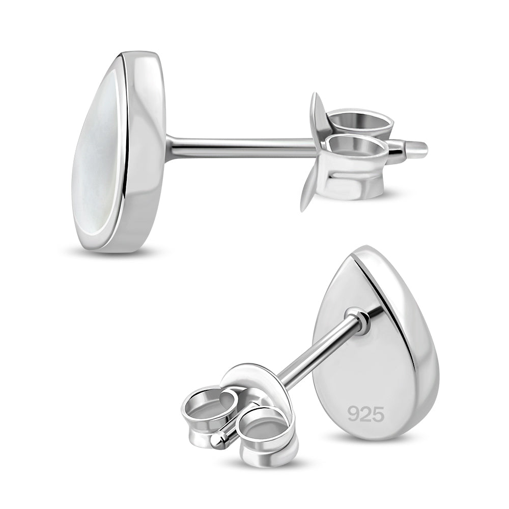 Contemporary Stone Studs - Small Teardrop with Mother of Pearl