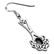 Celtic Knot Earrings - Long Knotted Drop with Moonstone