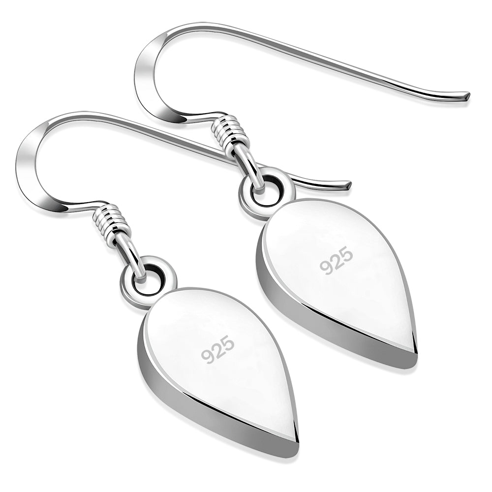 Contemporary Stone Earrings - Reversed Teardrop with Mother of Pearl