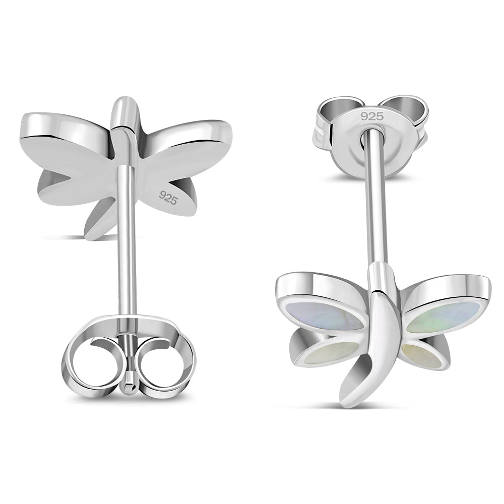 Contemporary Earrings- Butterfly Studs Mother of Pearl