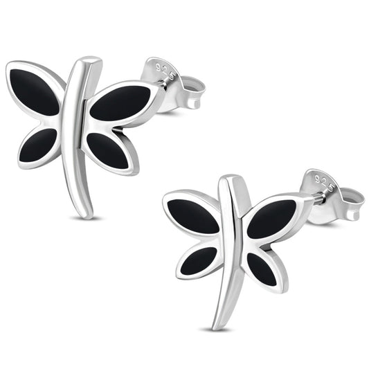 Contemporary Earrings- Butterfly Studs Black Onyx