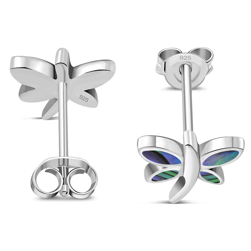 Contemporary Earrings- Butterfly Studs Abalone
