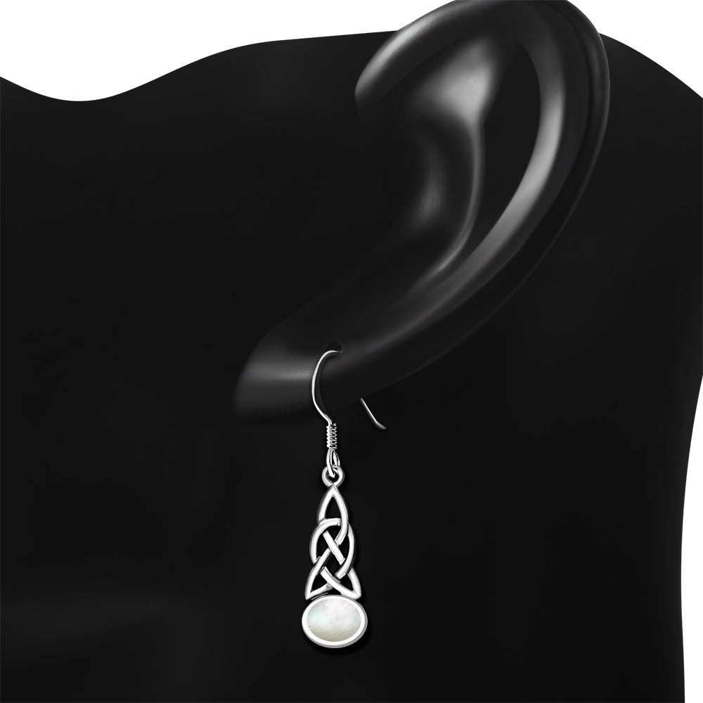 Celtic Earrings Earrings - Hanging Celtic Knot with Mother of Pearl