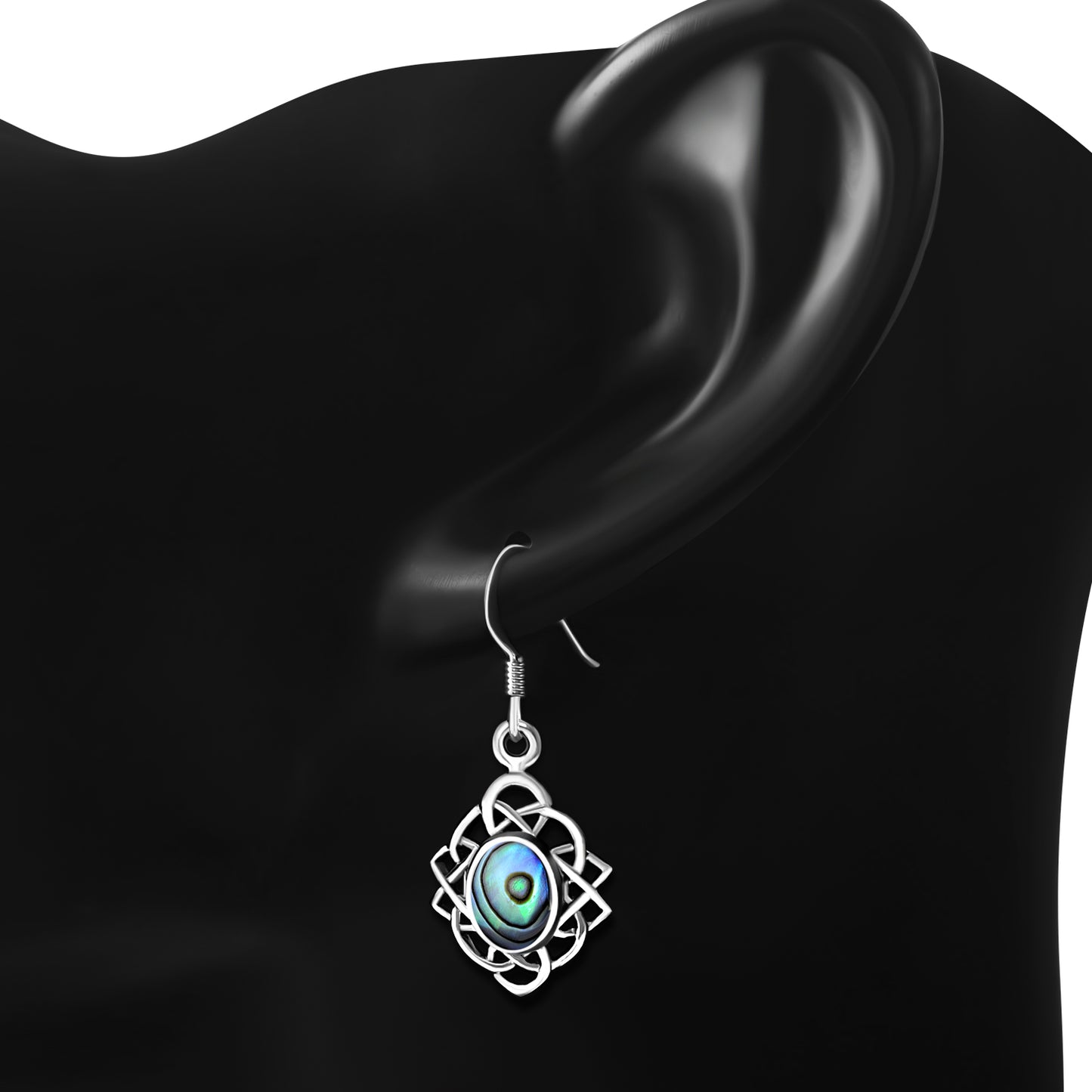 Celtic Stone Earrings - Celtic Knot Border with Abalone