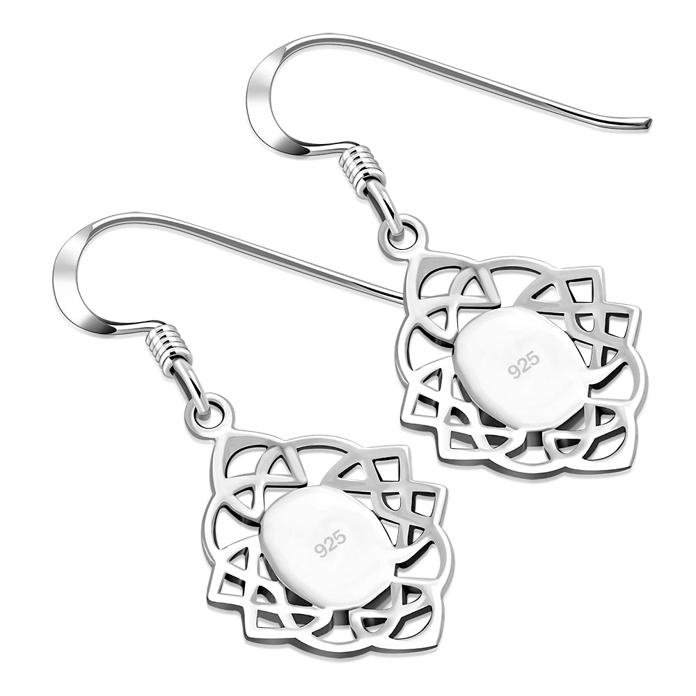 Celtic Stone Earrings - Celtic Knot Border with Abalone