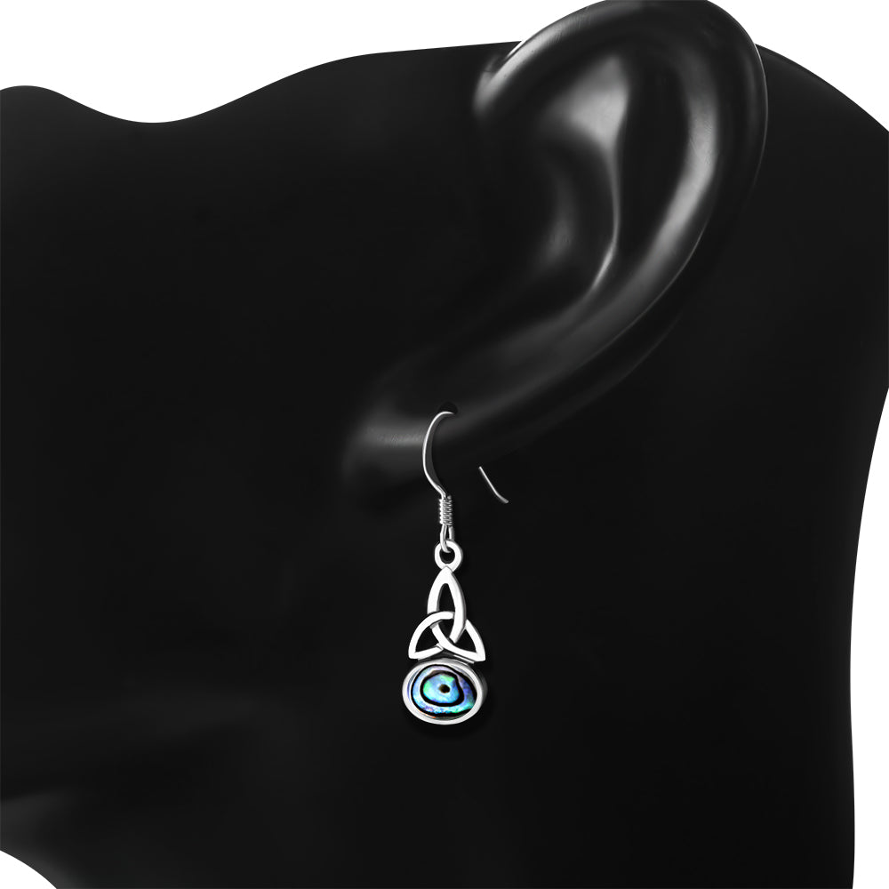 Triquetra Stone Earrings - Simple Trinity Knot with Abalone