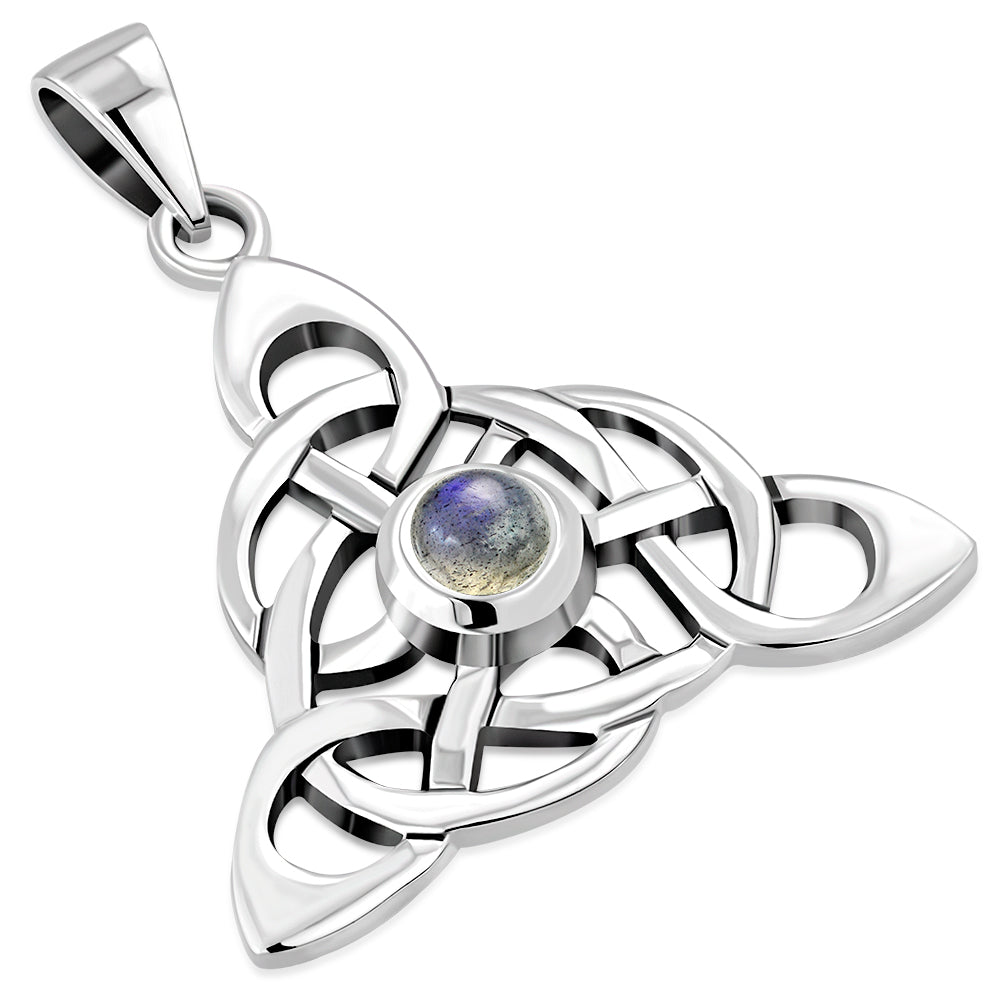Triquetra Stone Pendant - Knotted Trinity with Labradorite