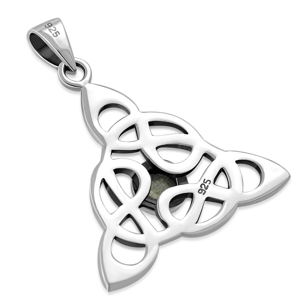 Triquetra Stone Pendant - Knotted Trinity with Labradorite
