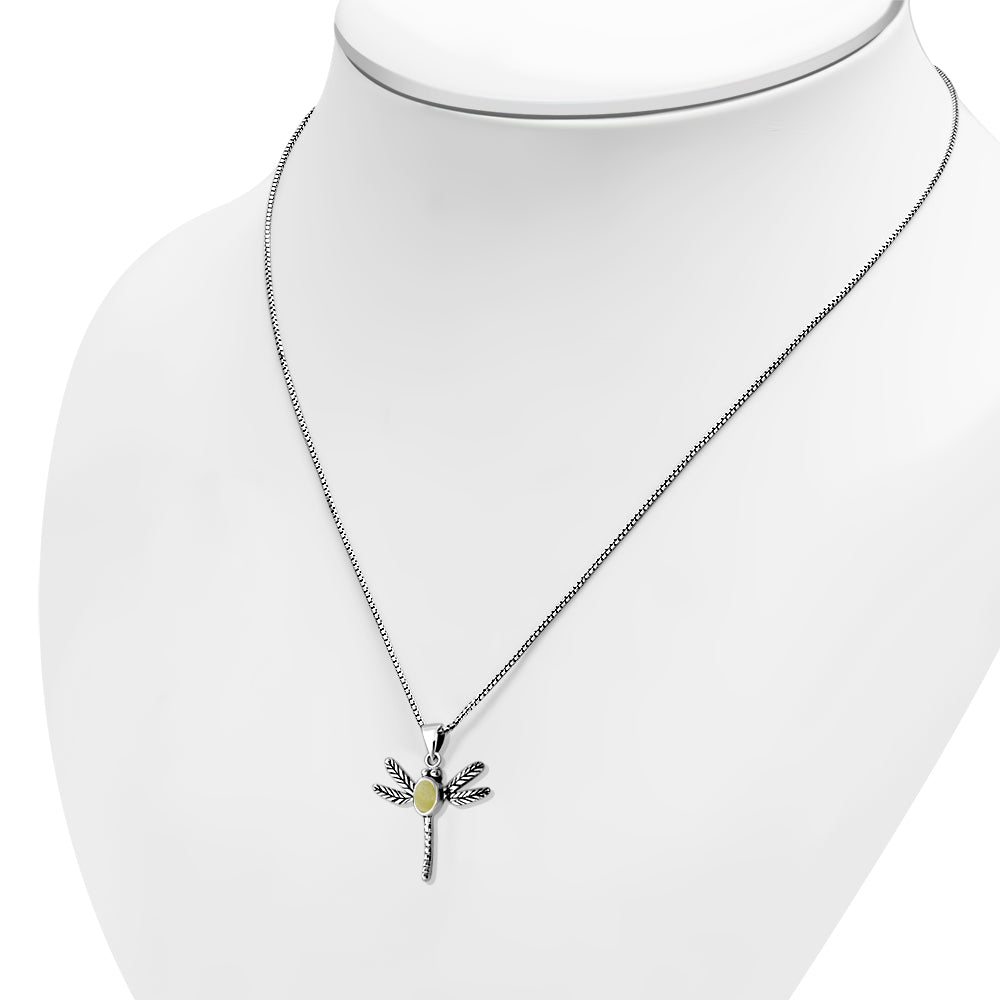 Scottish Marble Pendant- Dainty Dragonfly with Scottish Marble