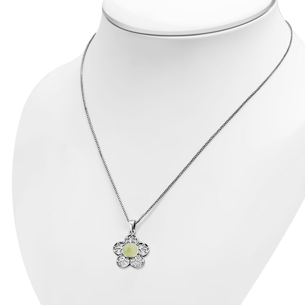 Scottish Marble Pendant - Flower with Filigree Petals