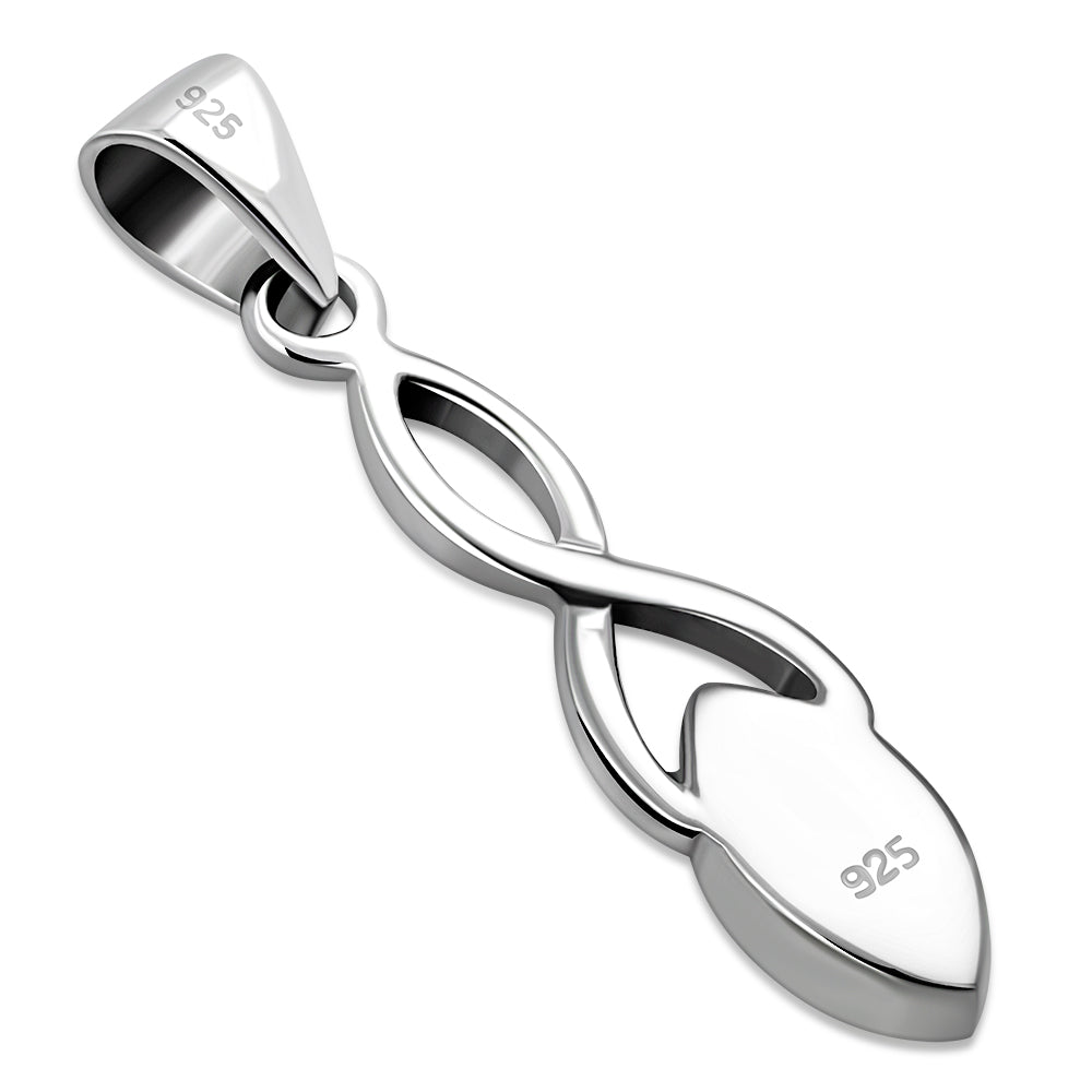 Contemporary Pendant - Ribbon Drop with Mother of Pearl