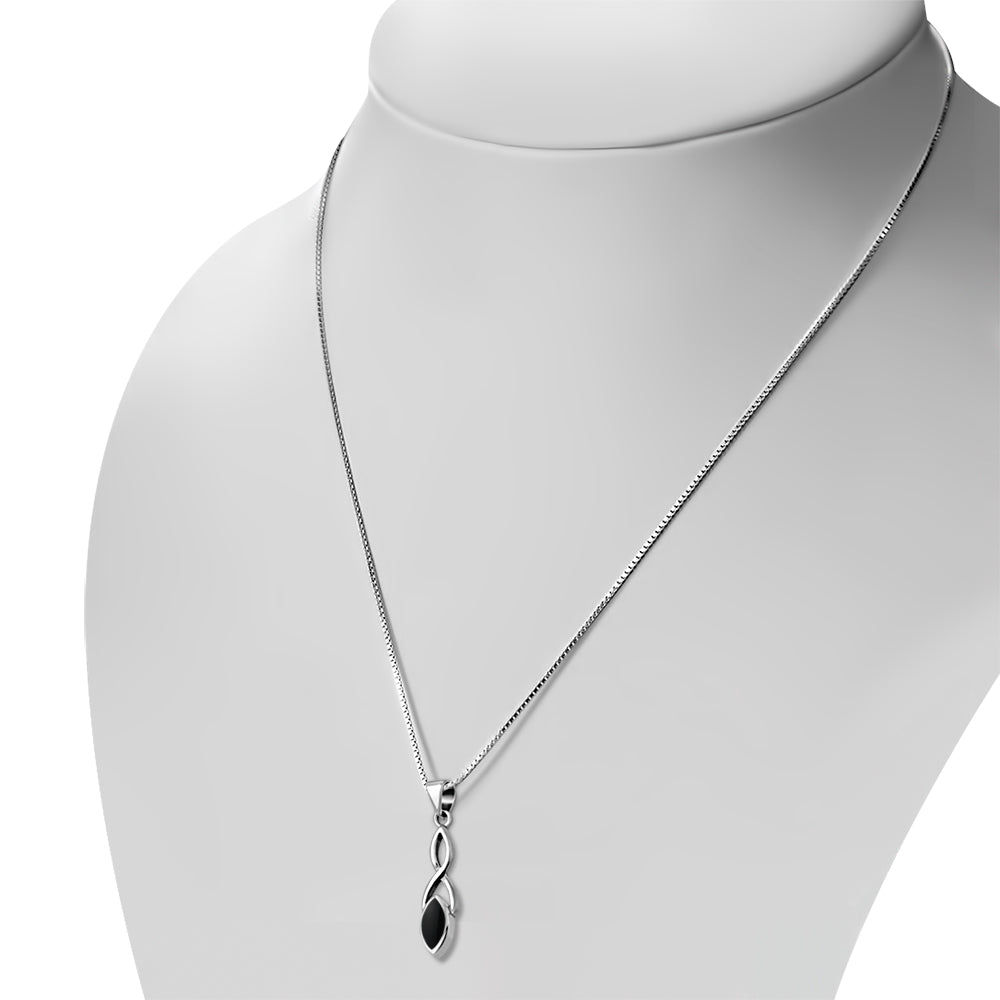 Contemporary Pendant - Ribbon Drop with Black Onyx