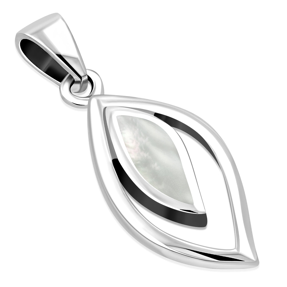 Contemporary Stone Pendant - Open Leaf with Mother of Pearl