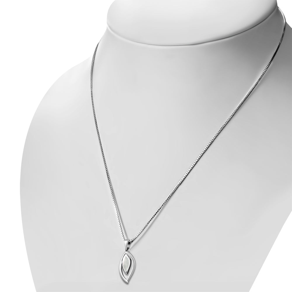 Contemporary Stone Pendant - Open Leaf with Mother of Pearl