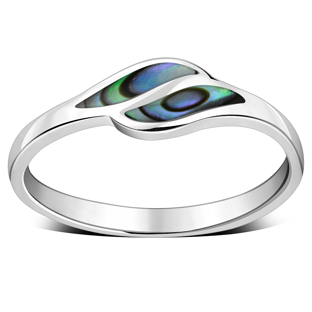 Contemporary Stone Ring- Elegant Petal Embrace with Abalone