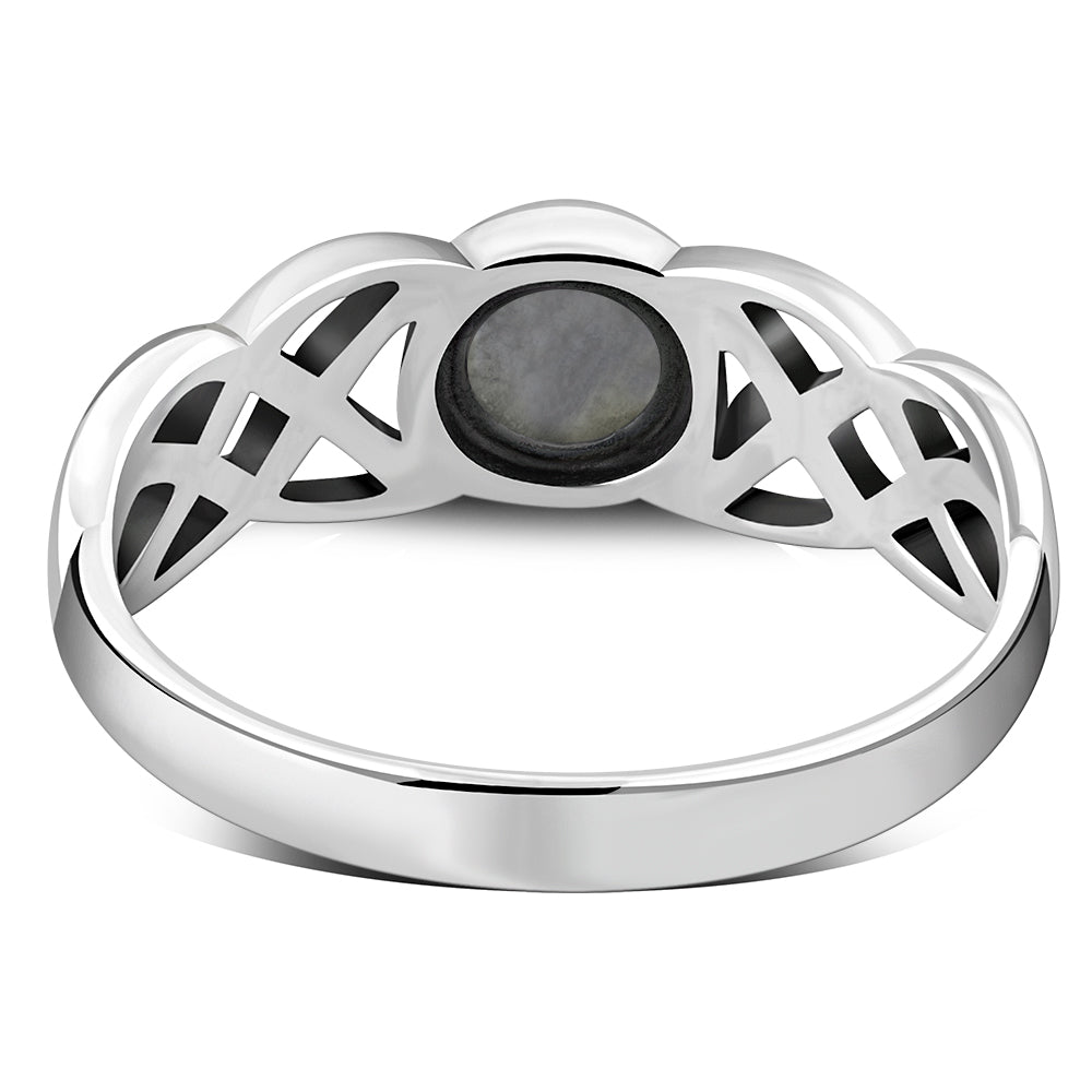 Celtic Stone Ring - Tapered Celtic Knot with Moonstone