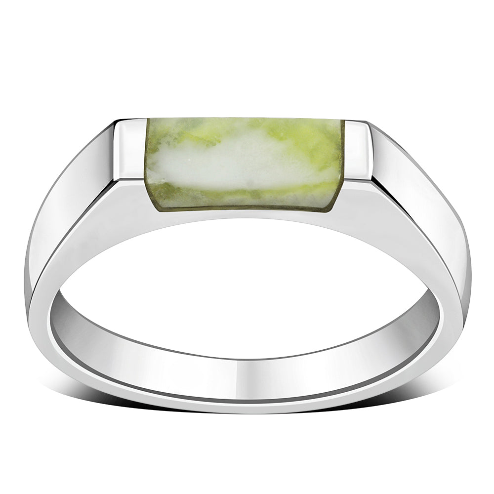 Contemporary Stone Ring- Rectangle ring with Scottish Marble