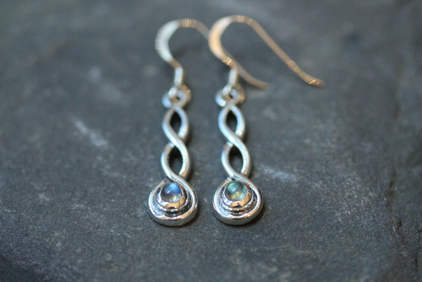Celtic Knot Earrings - Simple Loop with Labradorite