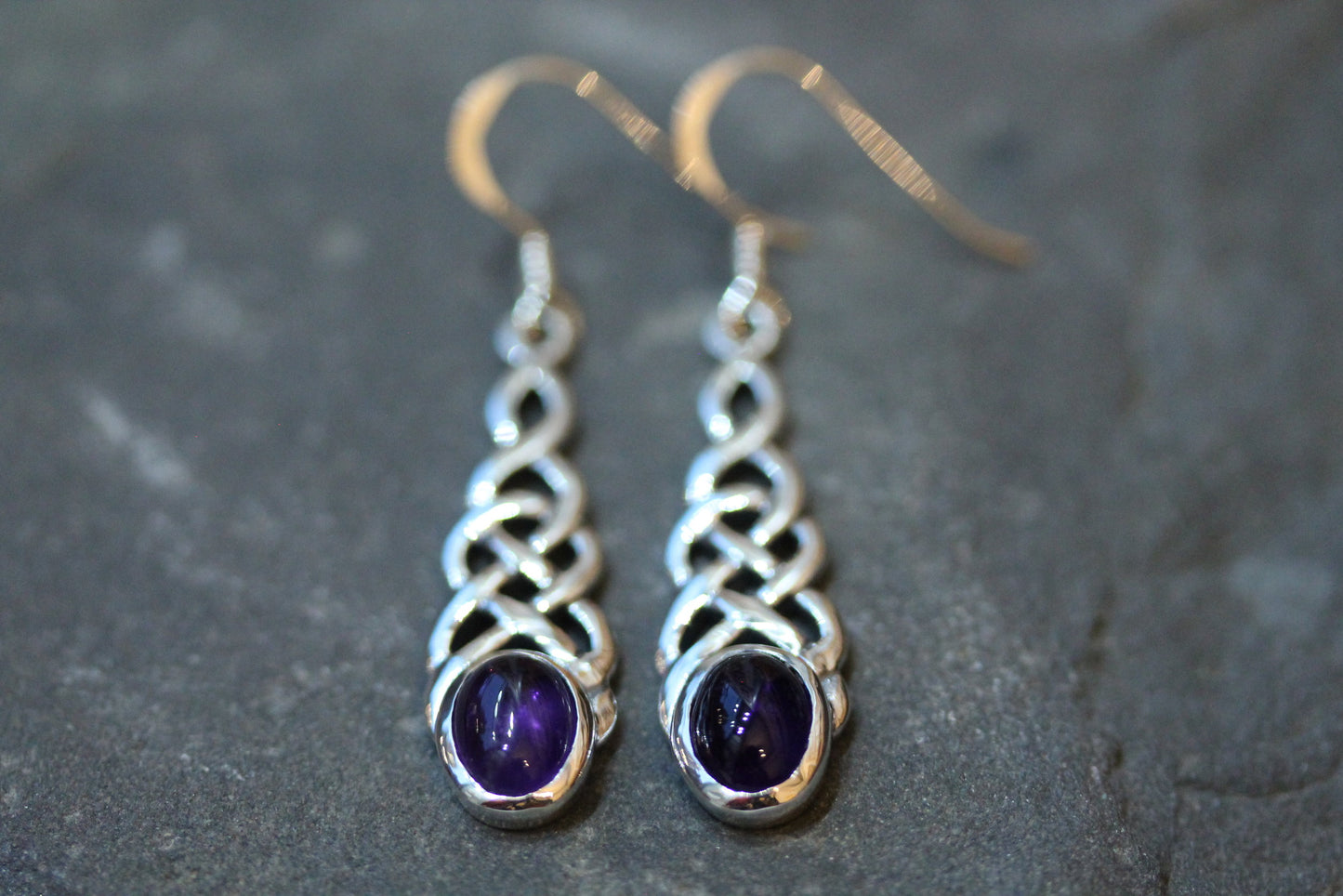 Celtic Knot Earrings - Thick Weave with Amethyst