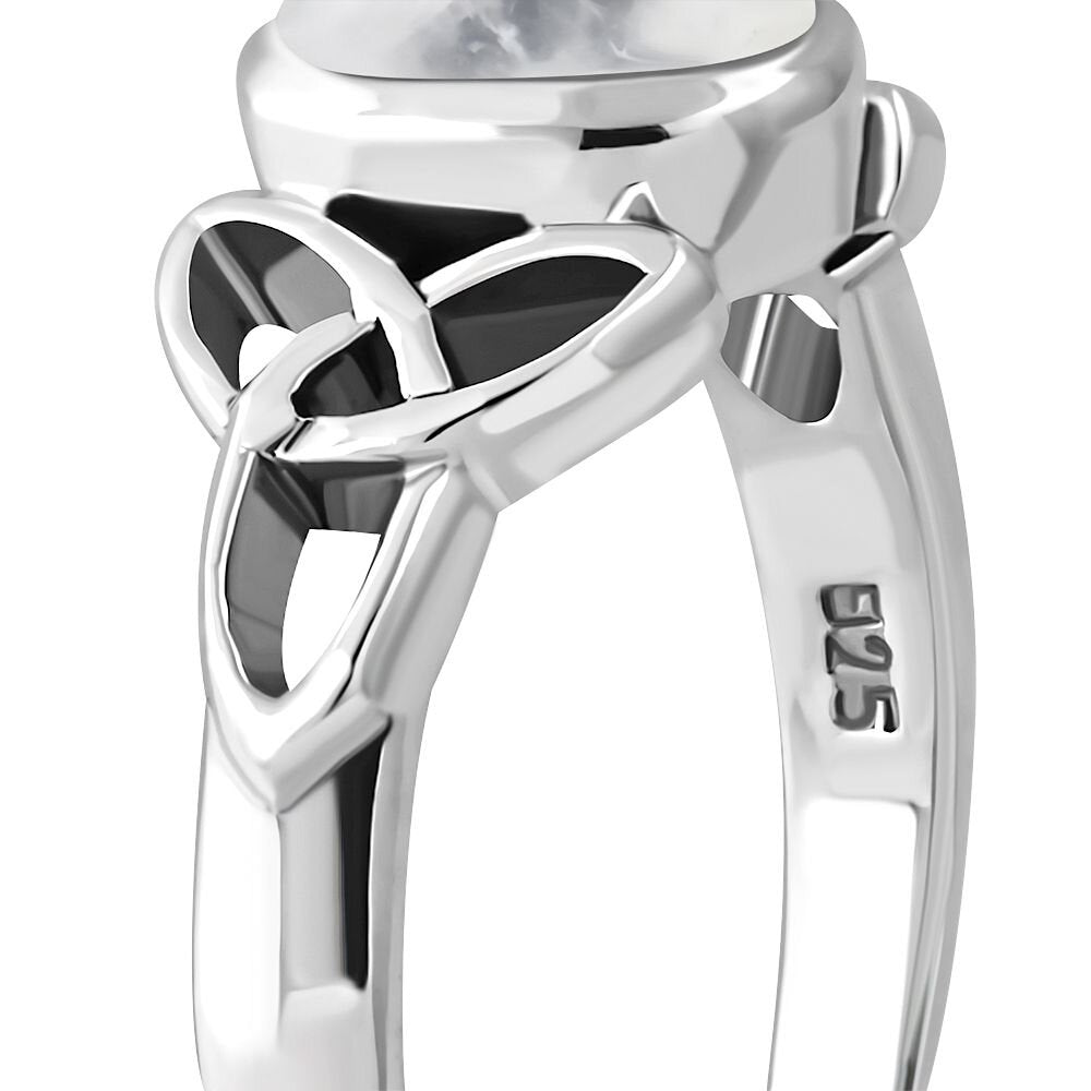 Celtic Stone Ring- Trinity Embrace with Moonstone