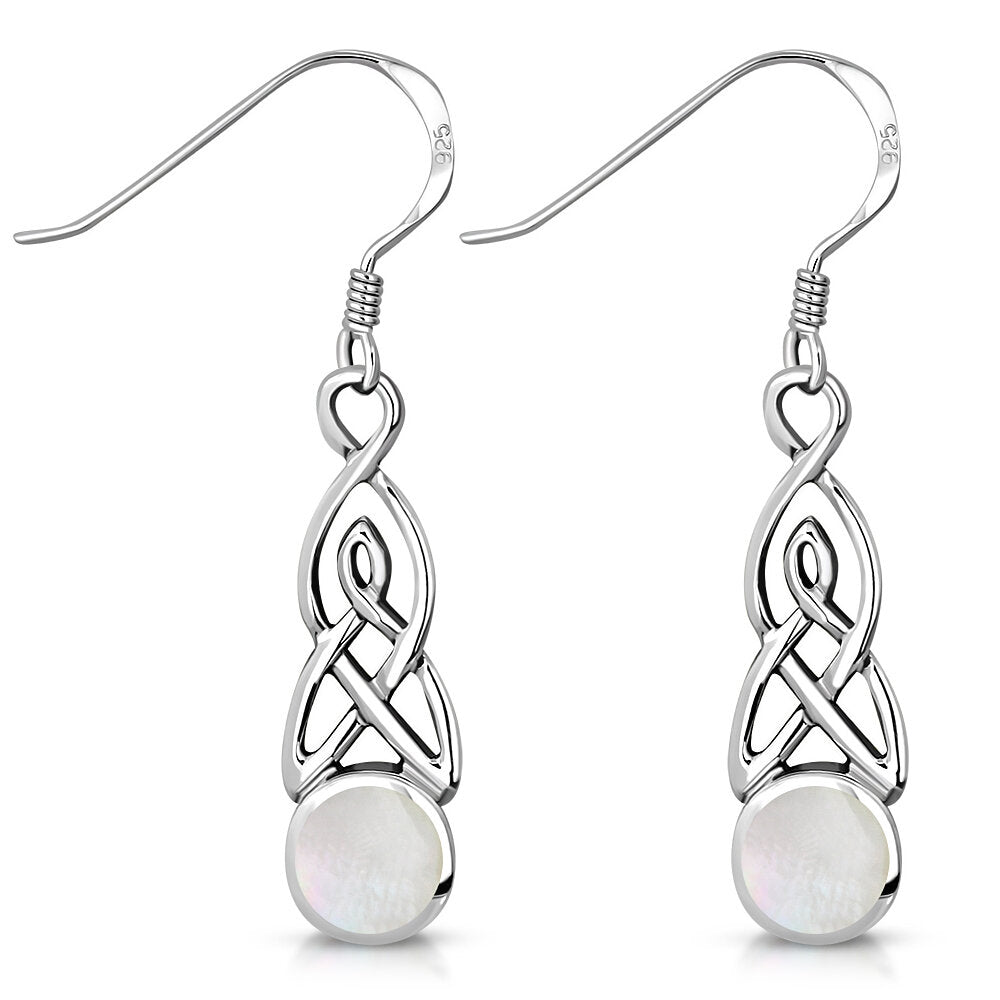 Celtic Stone Earrings - Mother and Daughter Knot with Mother of Pearl
