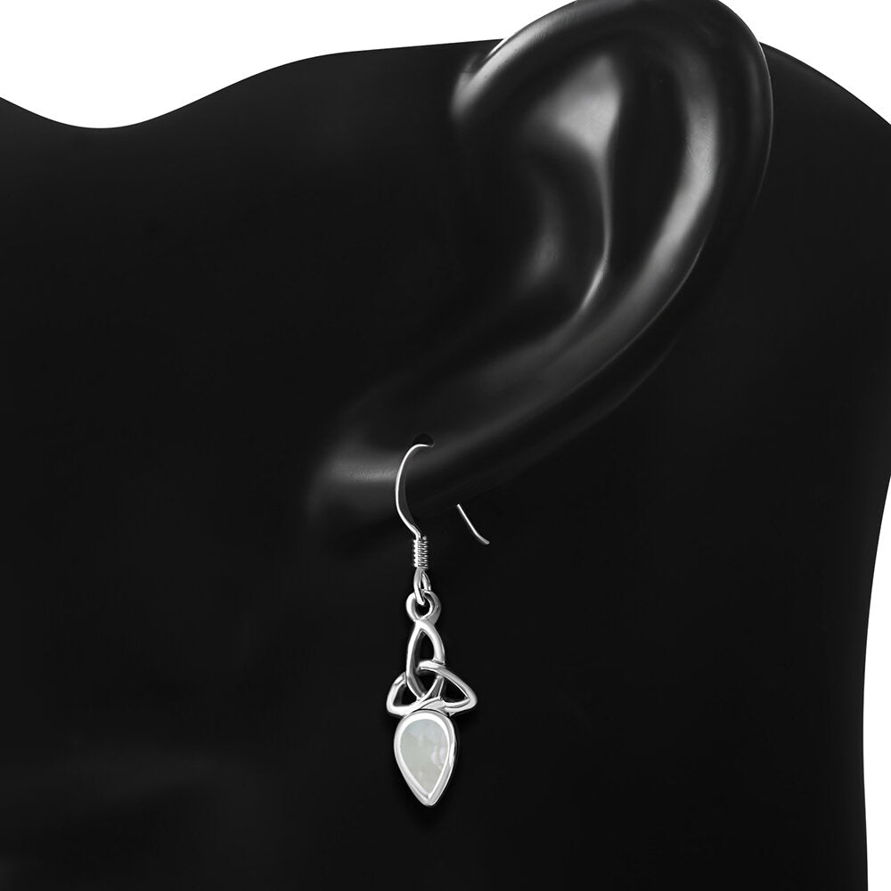 Triquetra Stone Earrings - Teardrop with Mother of Pearl