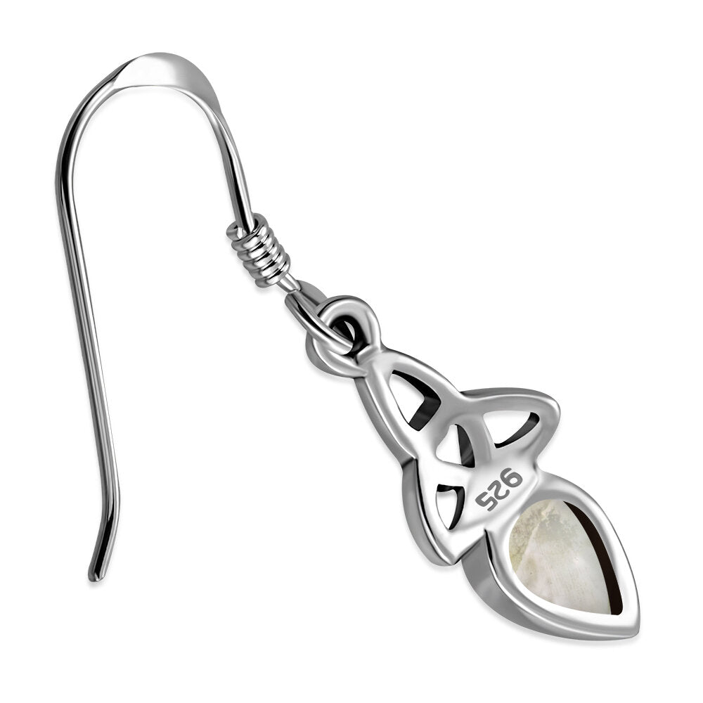 Triquetra Stone Earrings - Teardrop with Mother of Pearl