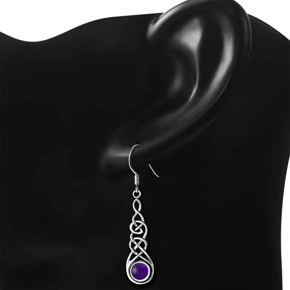 Celtic Knot Earrings - Thin Weave with Amethyst