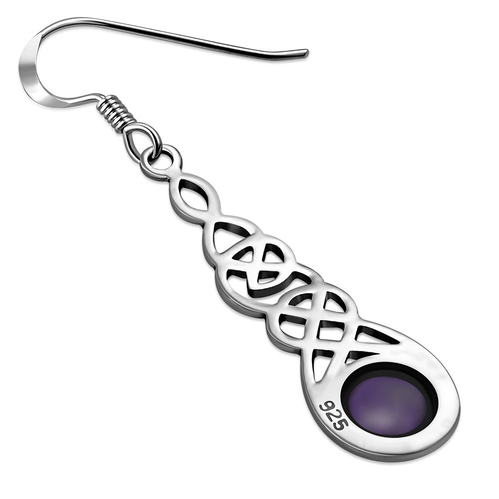 Celtic Knot Earrings - Thin Weave with Amethyst