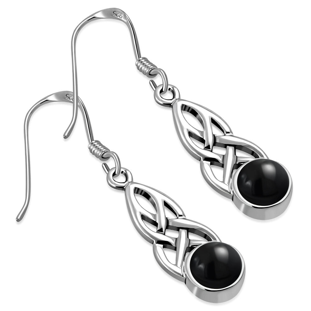Celtic Knot Earrings - Mother-Daughter Knot with Black Onyx