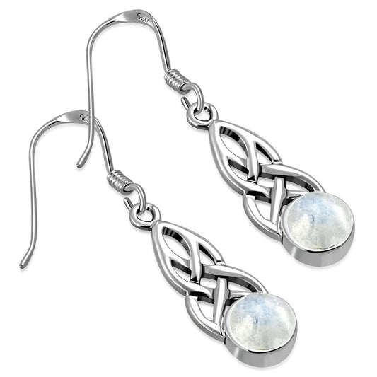 Celtic Knot Earrings - Mother-Daughter Knot with Moonstone