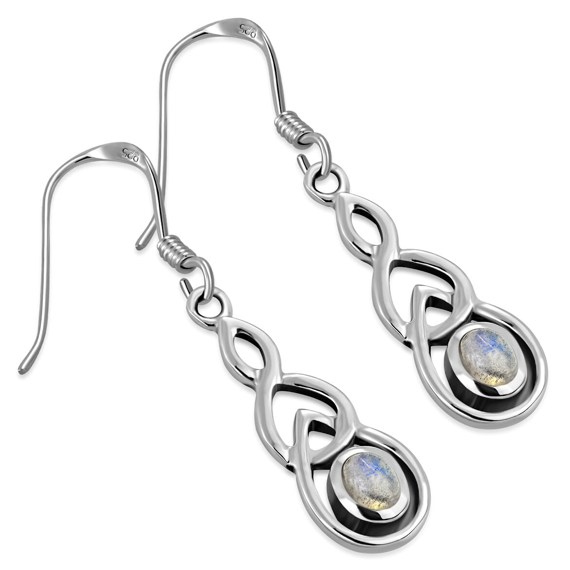 Celtic Knot Earrings - Interlocked Arms with Labradorite