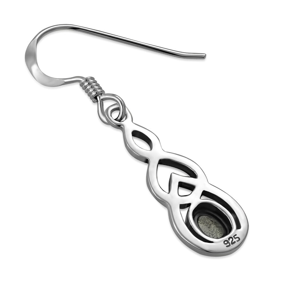 Celtic Knot Earrings - Interlocked Arms with Labradorite