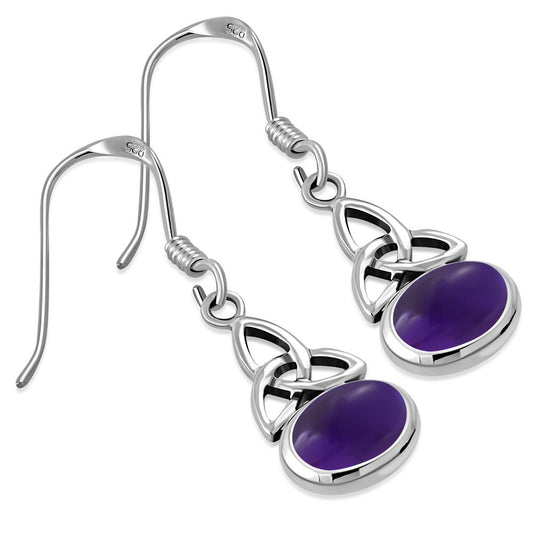 Triquetra Earrrings - Simple Trinity with Amethyst