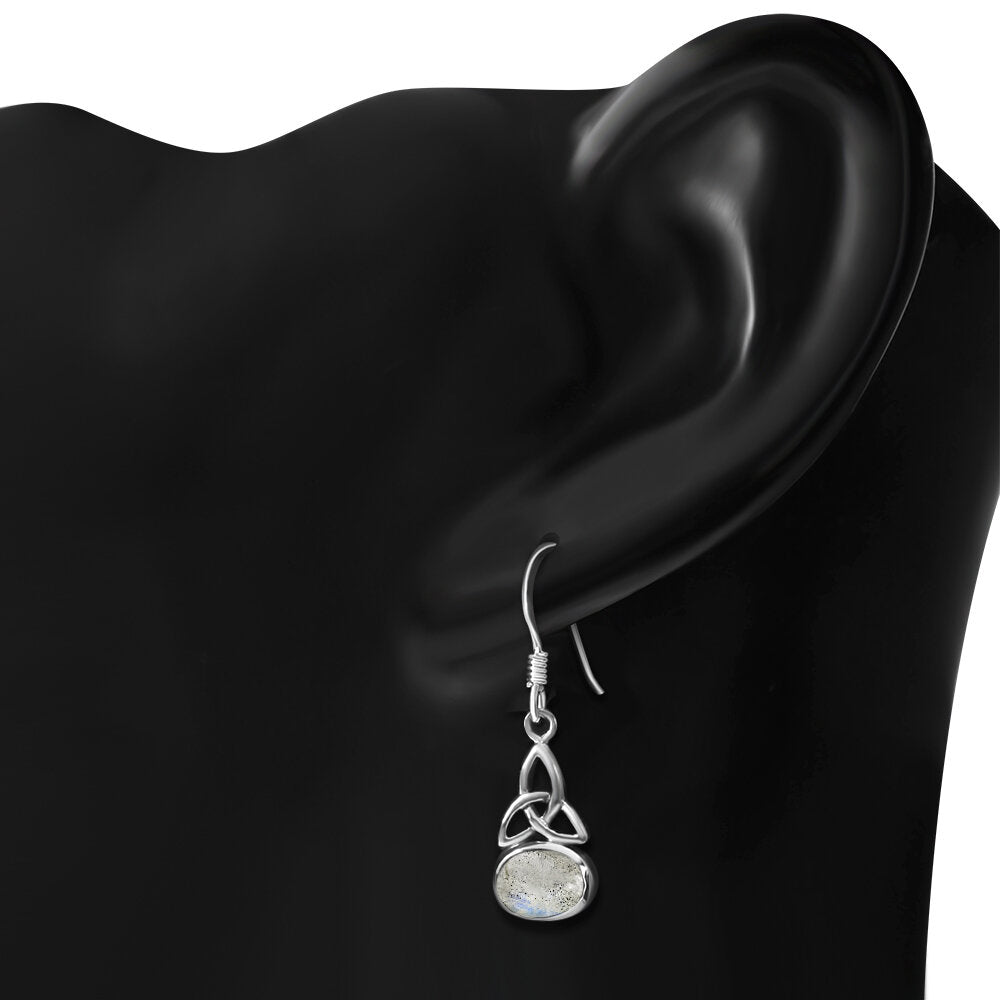 Triquetra Earrrings - Simple Trinity Knot with Labradorite