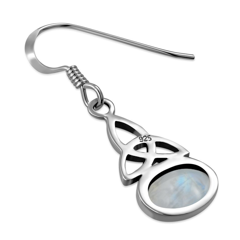 Triquetra Earrings - Simple Trinity Knot with Moonstone