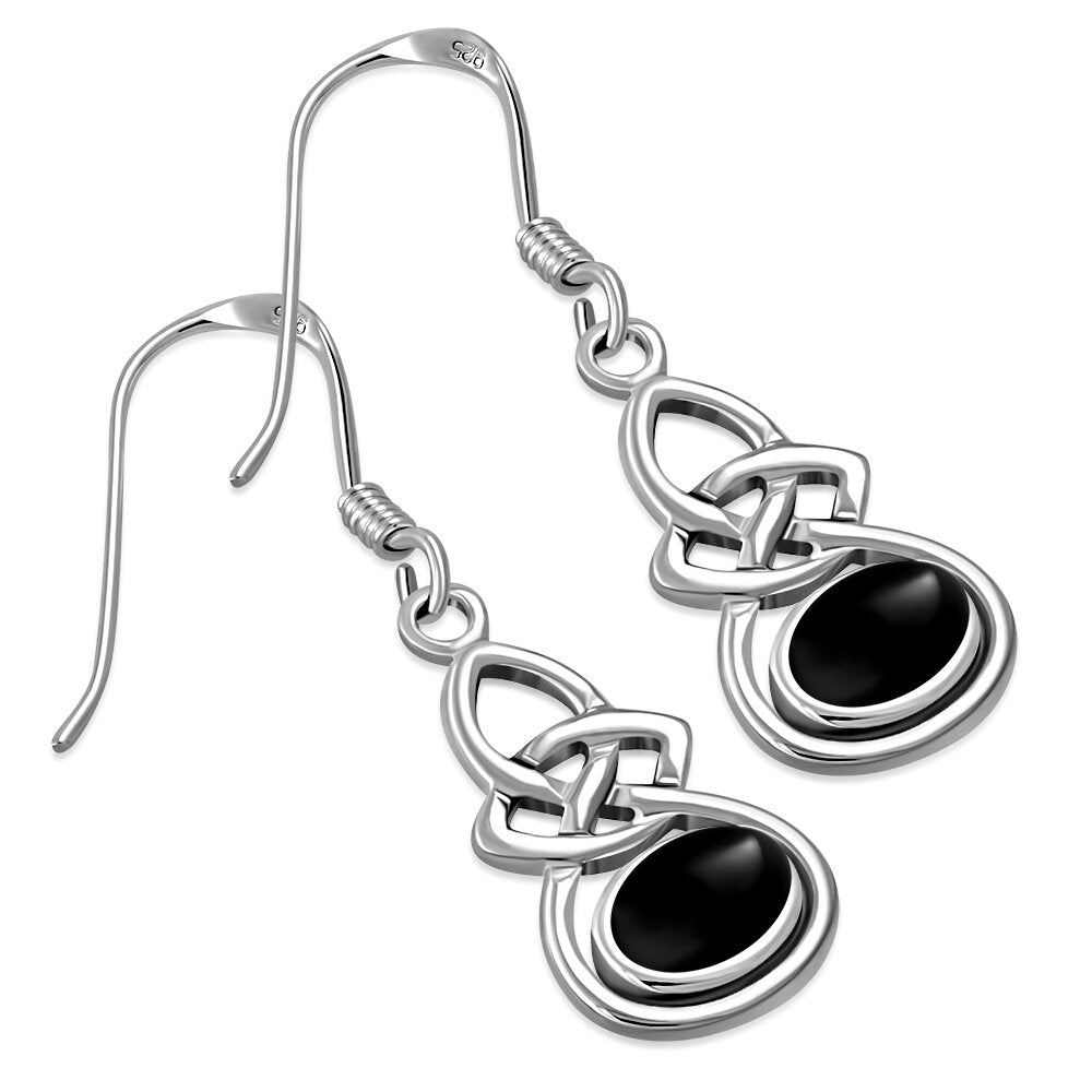 Celtic Knot Earrings - Infinity with Black Onyx Drop