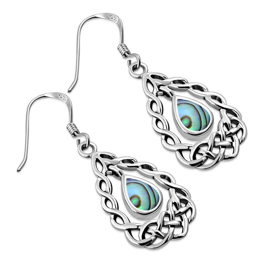 Celtic Stone Earrings - Basket Frame with Loose Abalone Shell