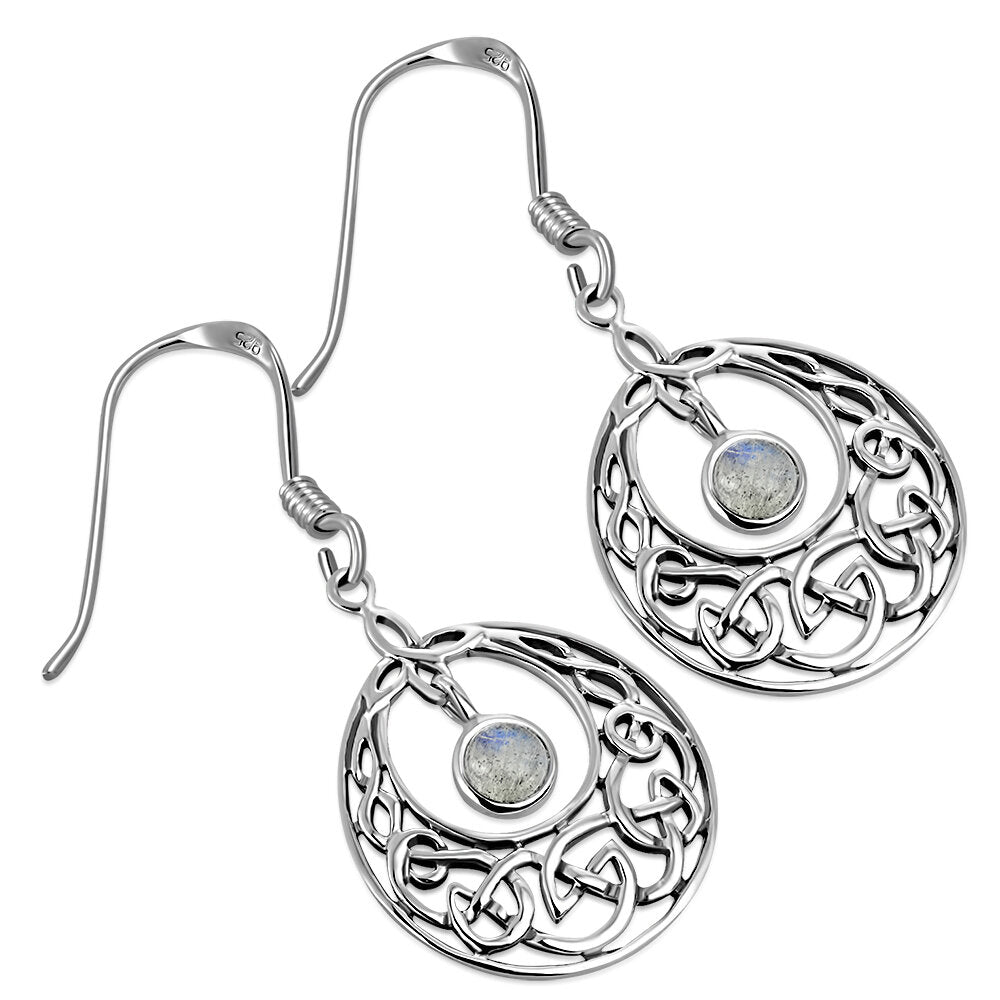 Celtic Knot Earrings - Half Moon Kells Knot with Labradorite