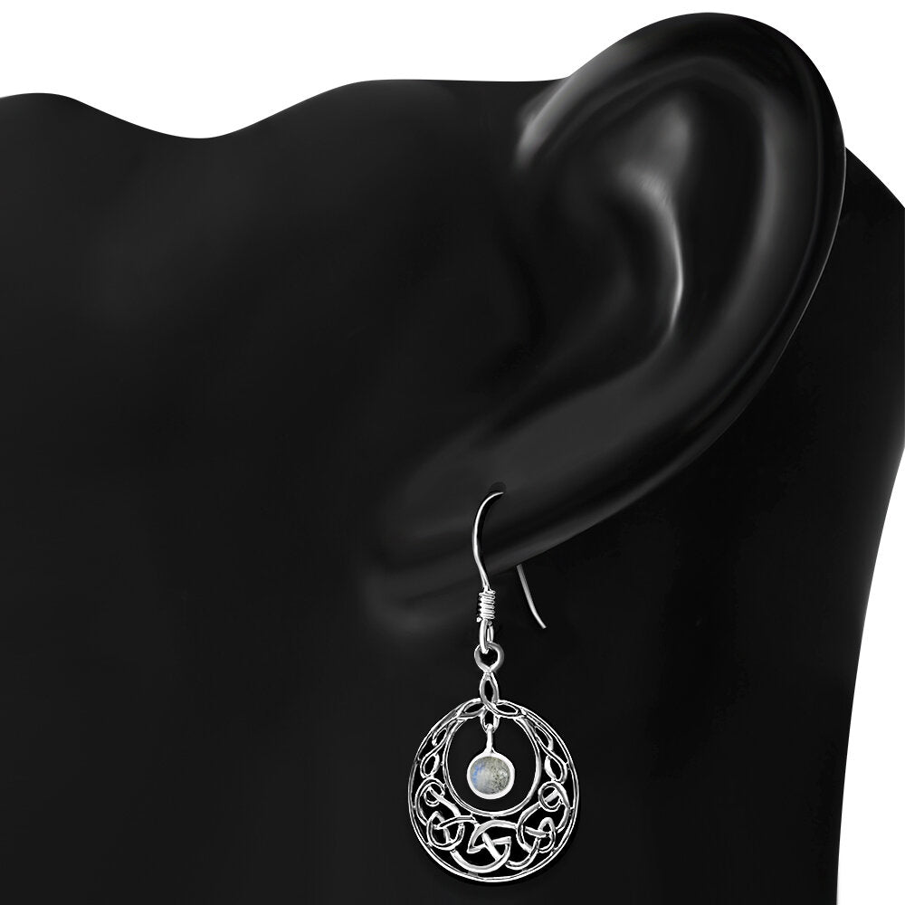 Celtic Knot Earrings - Half Moon Kells Knot with Labradorite