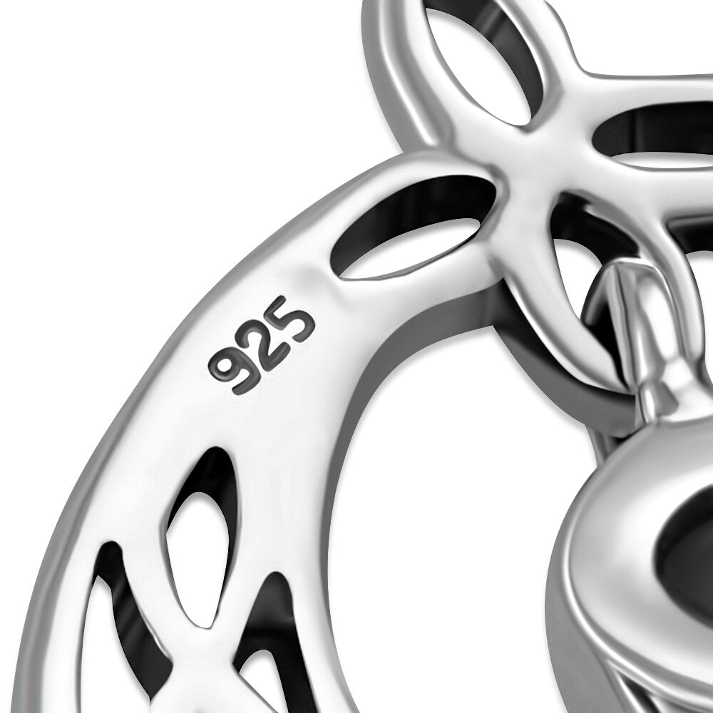 Celtic Knot Earrings - Half Moon Kells Knot with Black Onyx