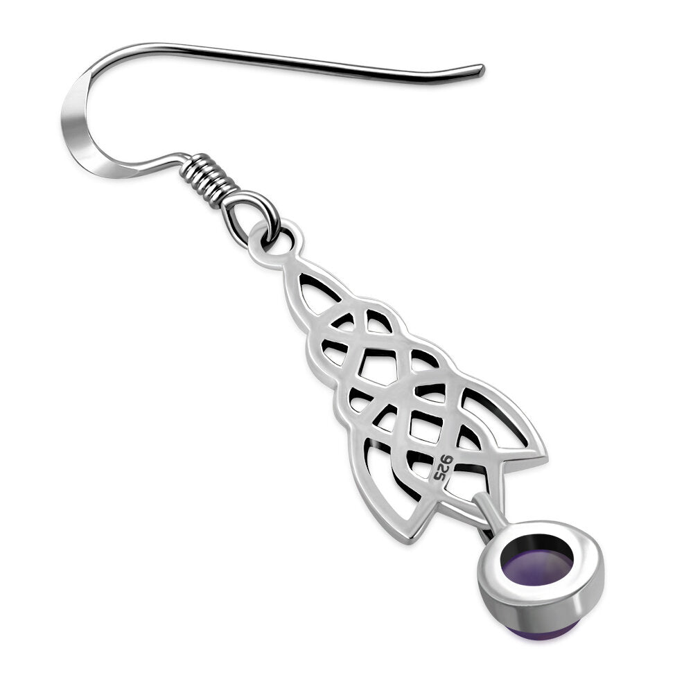 Celtic Knot Earrings - Celtic Cascade with Amethyst Drop