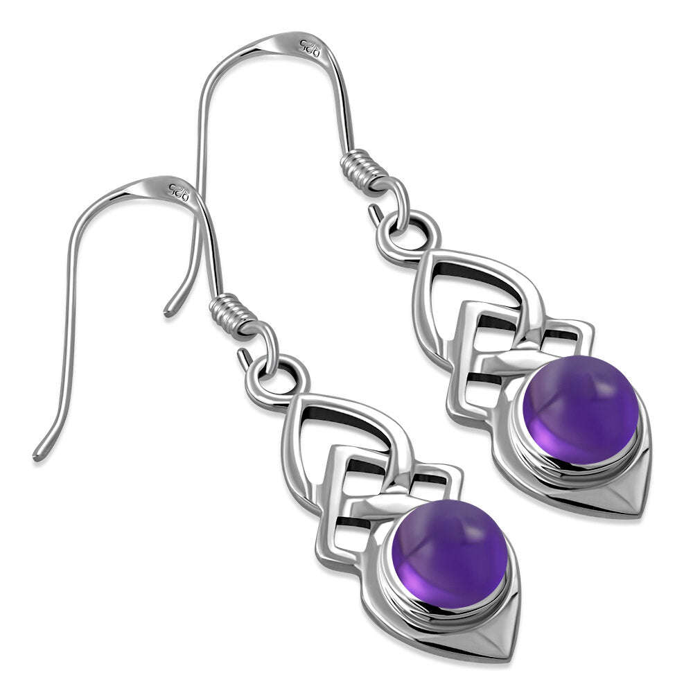 Celtic Knot Earrings - Shield with Amethyst