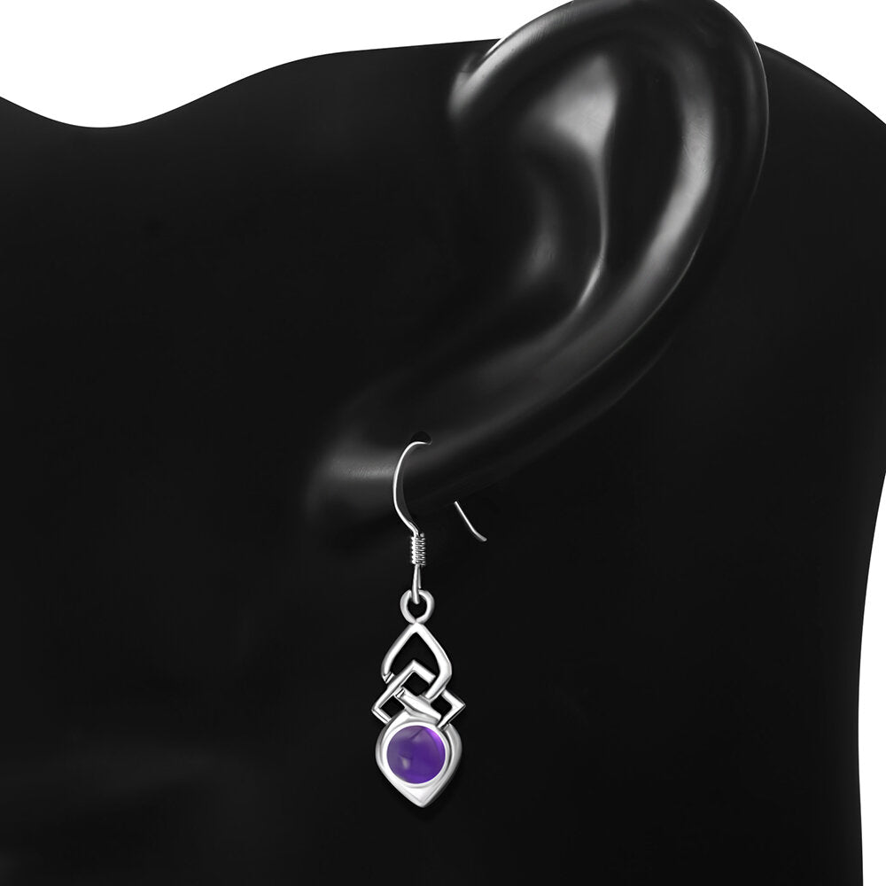 Celtic Knot Earrings - Shield with Amethyst