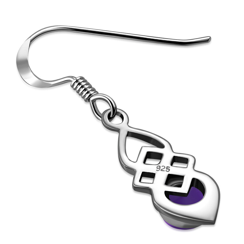 Celtic Knot Earrings - Shield with Amethyst