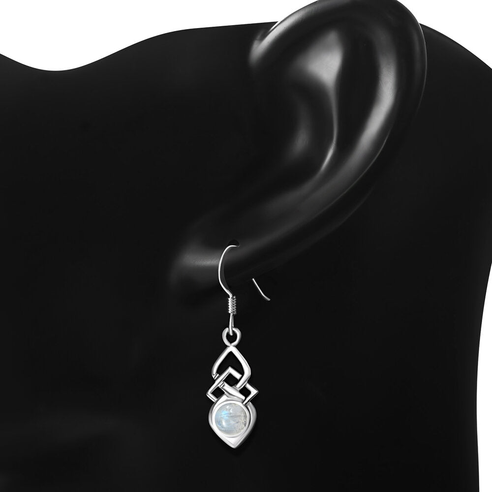 Celtic Knot Earrings - Shield with Moonstone