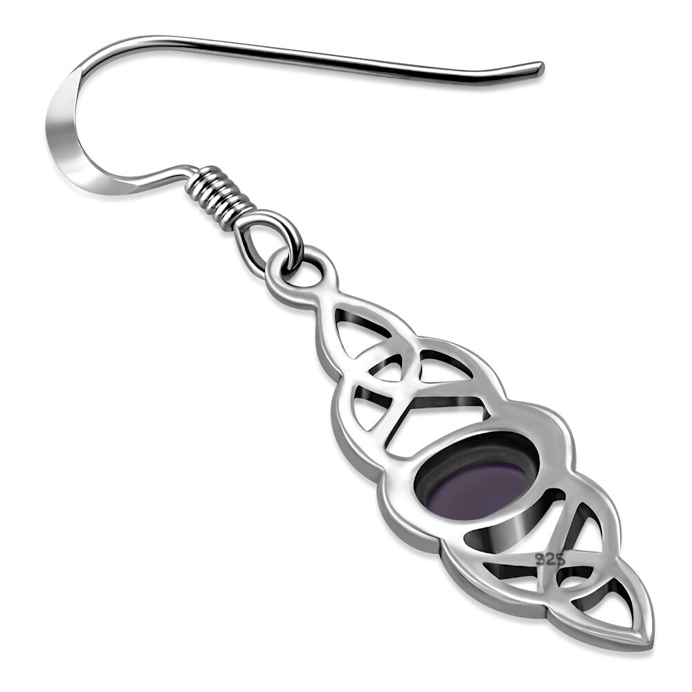 Triquetra Earrings - Double Trinity with Amethyst Centre