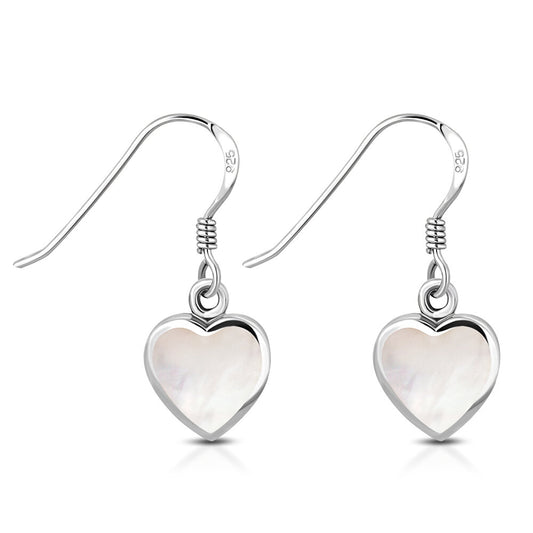 Contemporary Stone Earrings- Sleek Love Hearts with Mother of Pearl