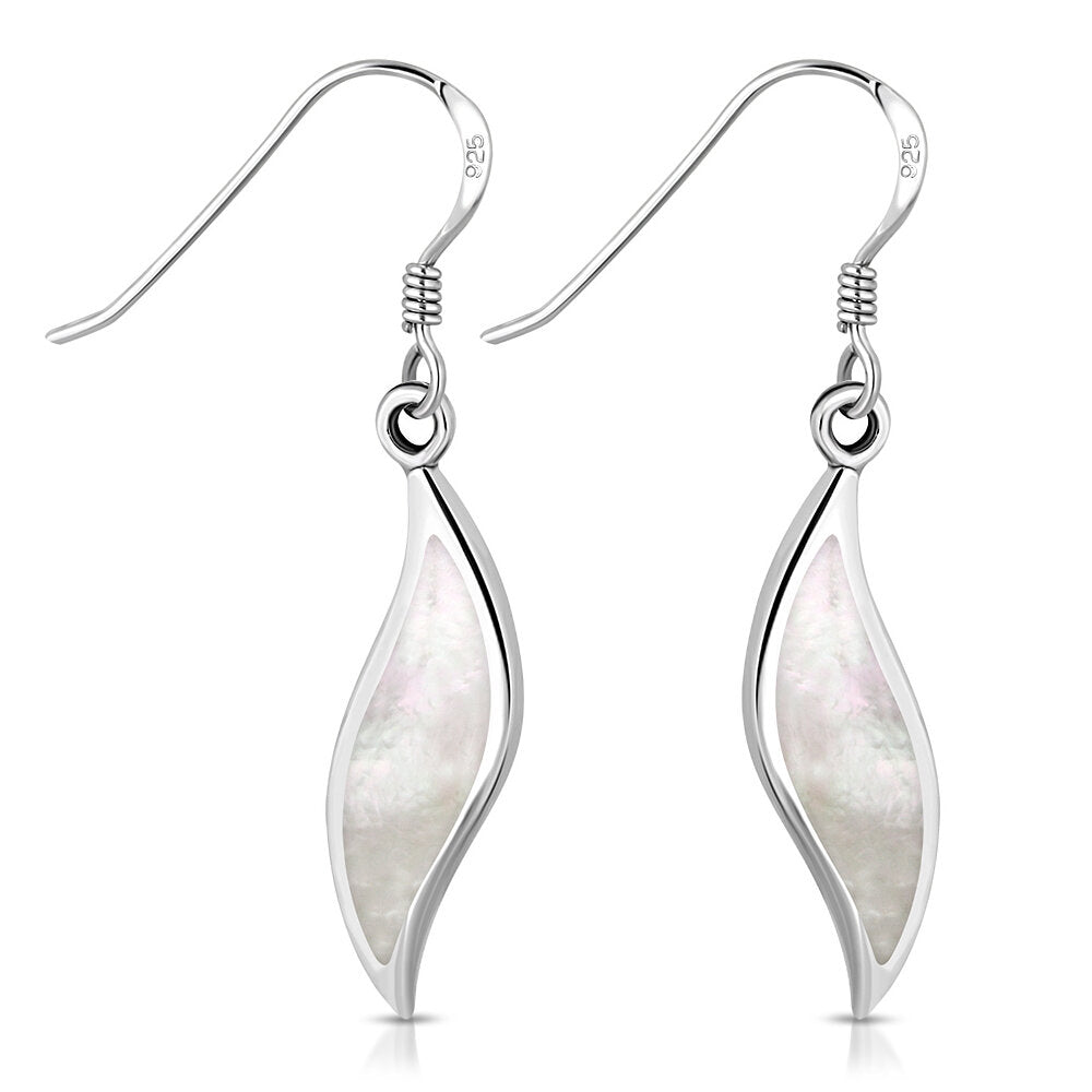 Contemporary Stone Earrings - Brushstrokes with Mother of Pearl