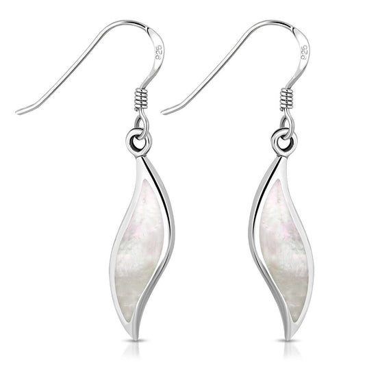Contemporary Stone Earrings - Brushstrokes with Mother of Pearl